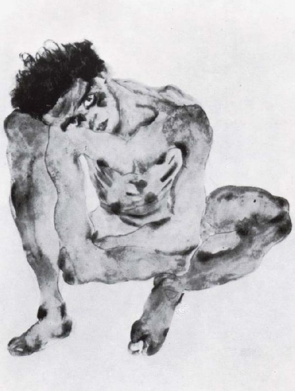 Egon Schiele Crouching figure oil painting image